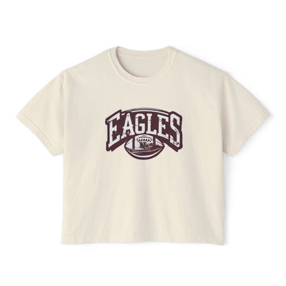 Women's Eagles Football Motion Graphic Boxy Crop Short Sleeve Tee