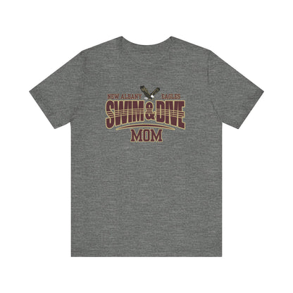 Women's Swim & Dive Dual Tone Eagles Effect Mom Graphic Short Sleeve Soft Tee