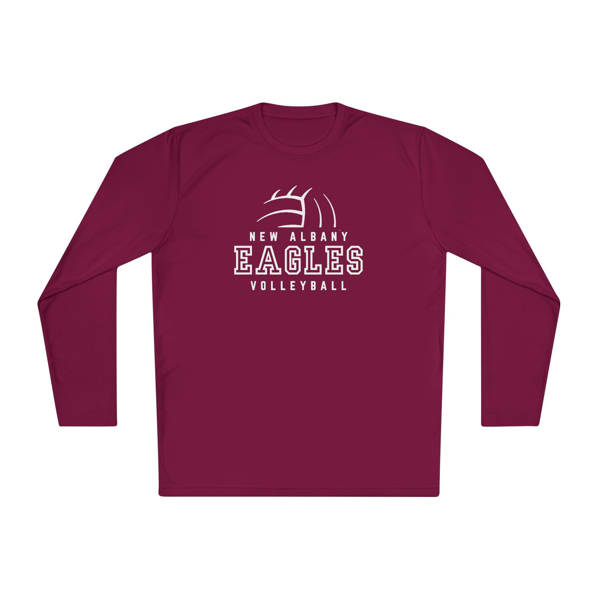 Adult Unisex New Albany Eagles Victory Volleyball Graphic Sport-Tek Competitor Performance Long Sleeve Tee