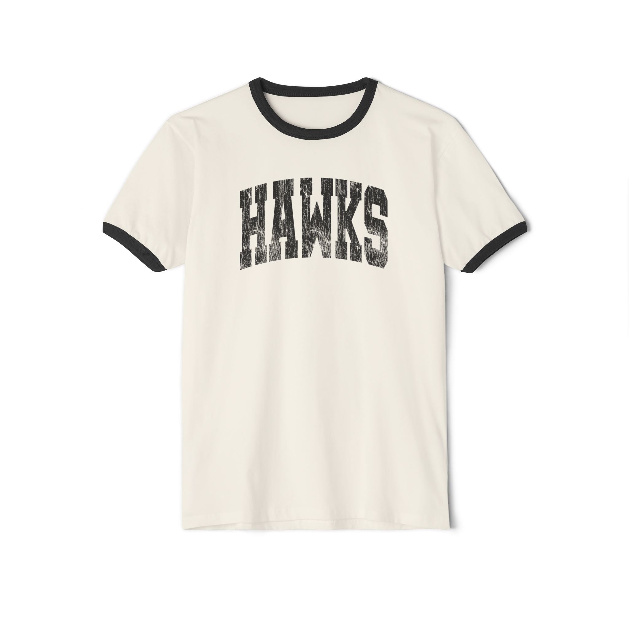 Adult Unisex Westerville Central Distressed Oversized Hawks Graphic Short Sleeve Ringer Tee