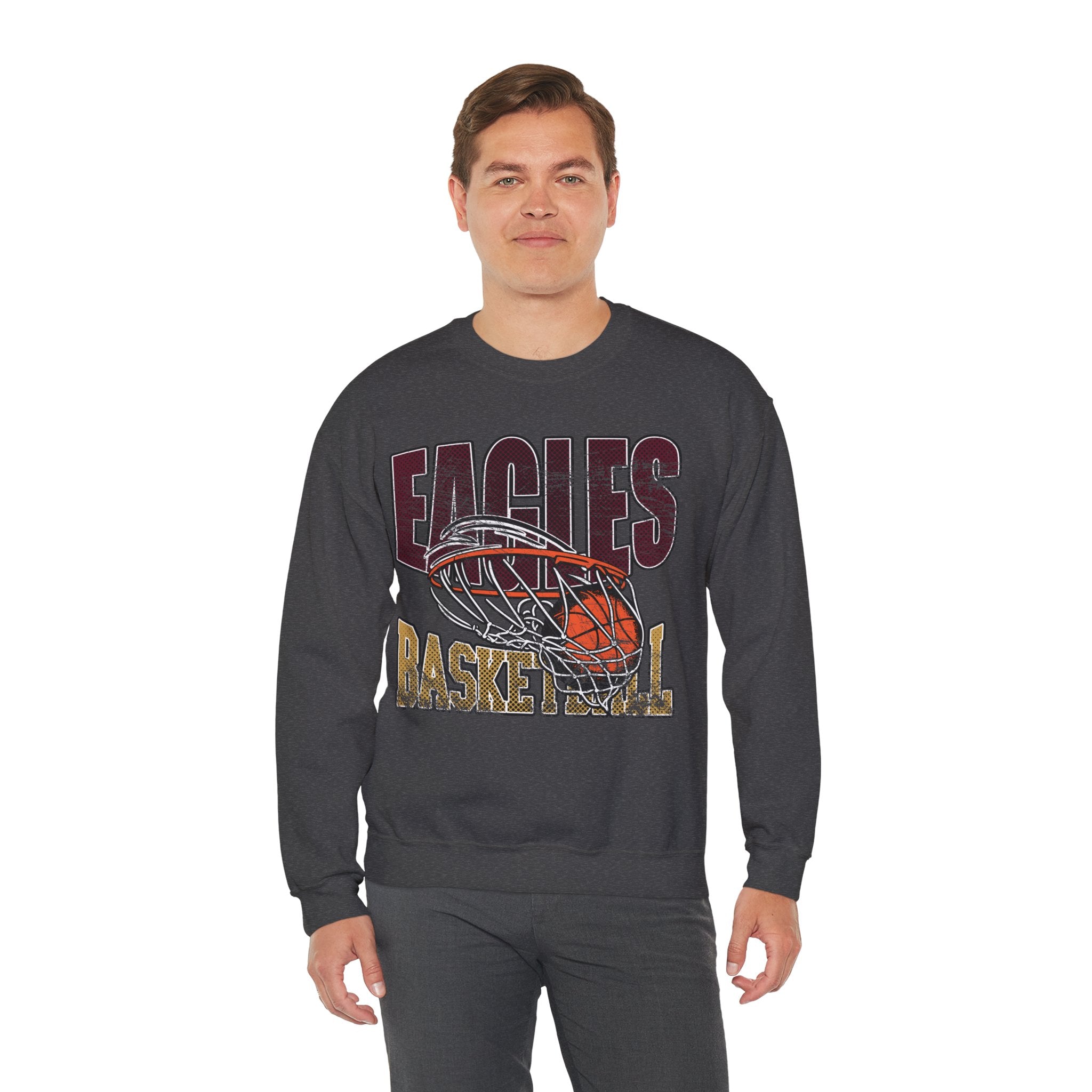 Adult Unisex Eagles Swish Distressed Basketball Graphic Sweatshirt