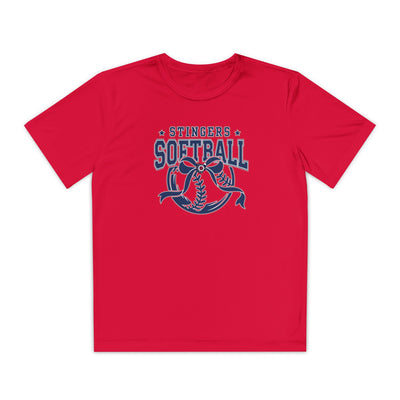 Youth Stingers Softball Spirit Bow Graphic Sport-Tek Competitor Performance Tee