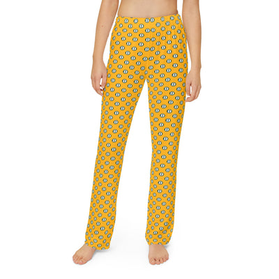 Youth Gold Pajama Pants with Allover Brooke Logo Print