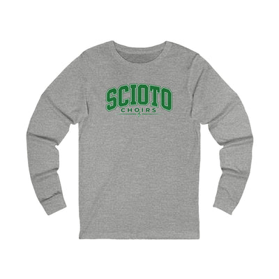 Adult Unisex Dublin Scioto Choirs Varsity Block Letter Graphic Long Sleeve Bella + Canvas Soft Tee