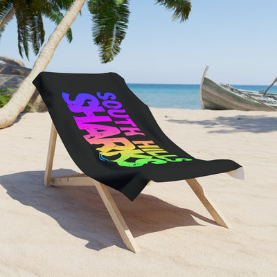 South Hills Sharks Neon Rainbow Graphic Beach Towel