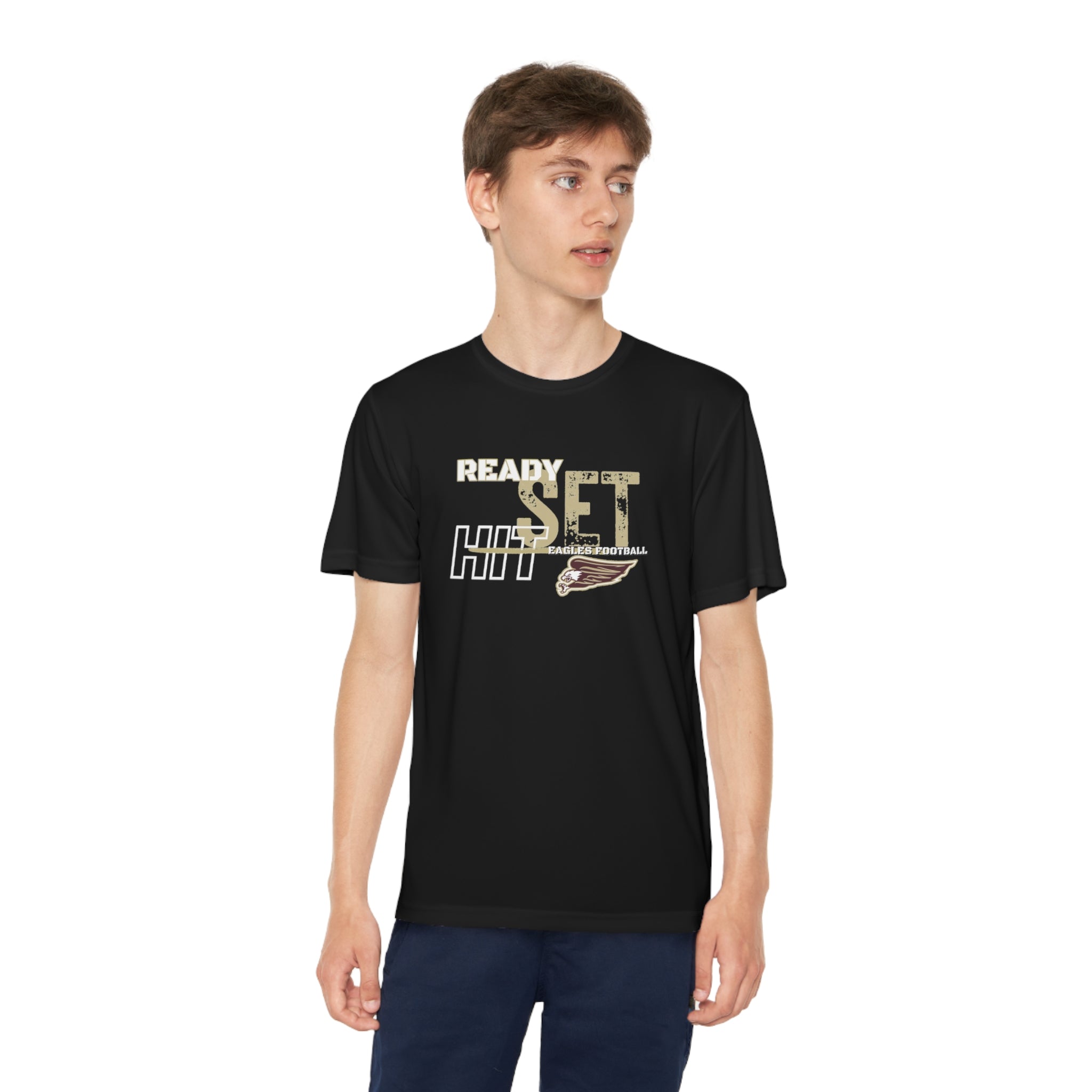 Youth Performance Ready Set Hit Football Short Sleeve Graphic Tee