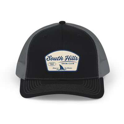 Adult Unisex South Hills Swim Club Home of the Sharks Graphic Richardson 112 Snapback Trucker Hat