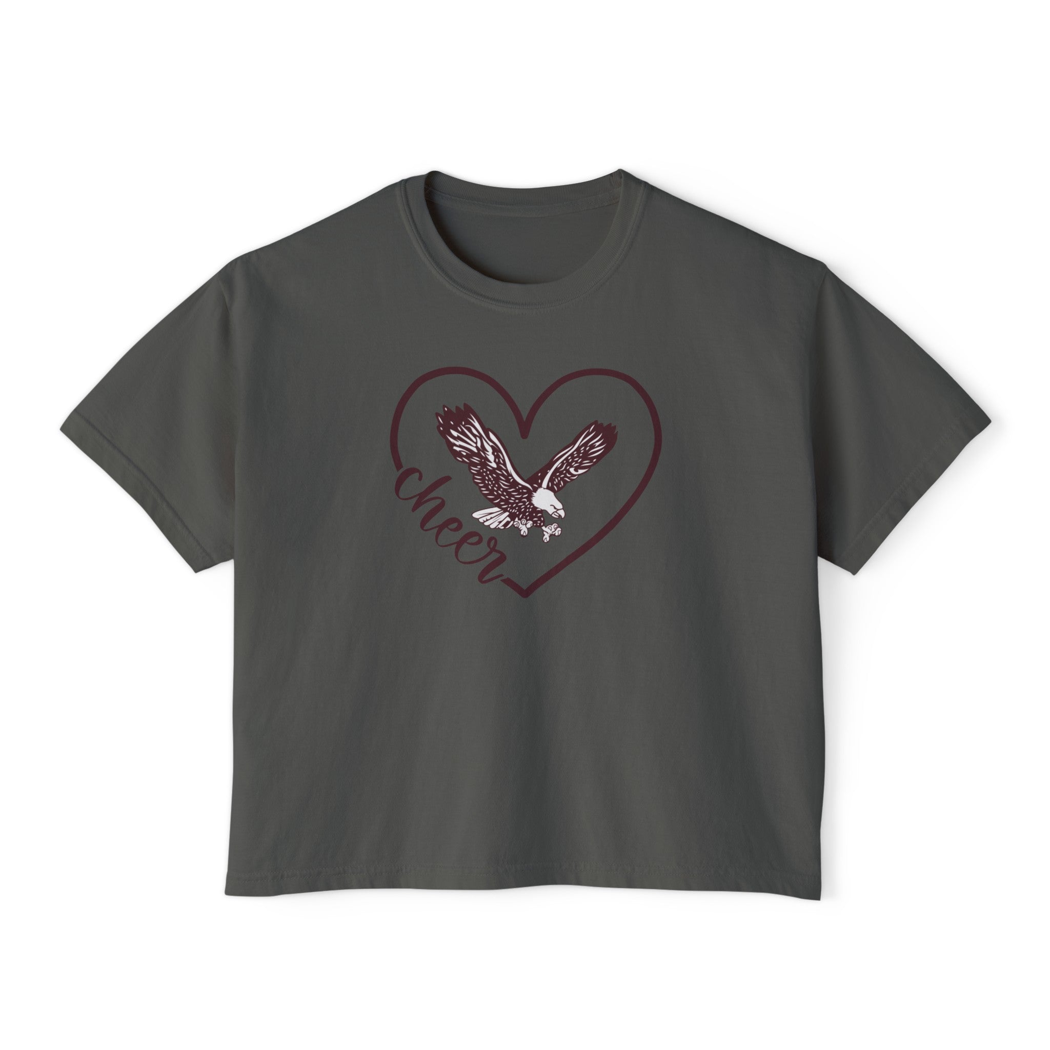 Women's Eagles Cheer Love Boxy Crop Short Sleeve Graphic Tee - New Albany Eagles