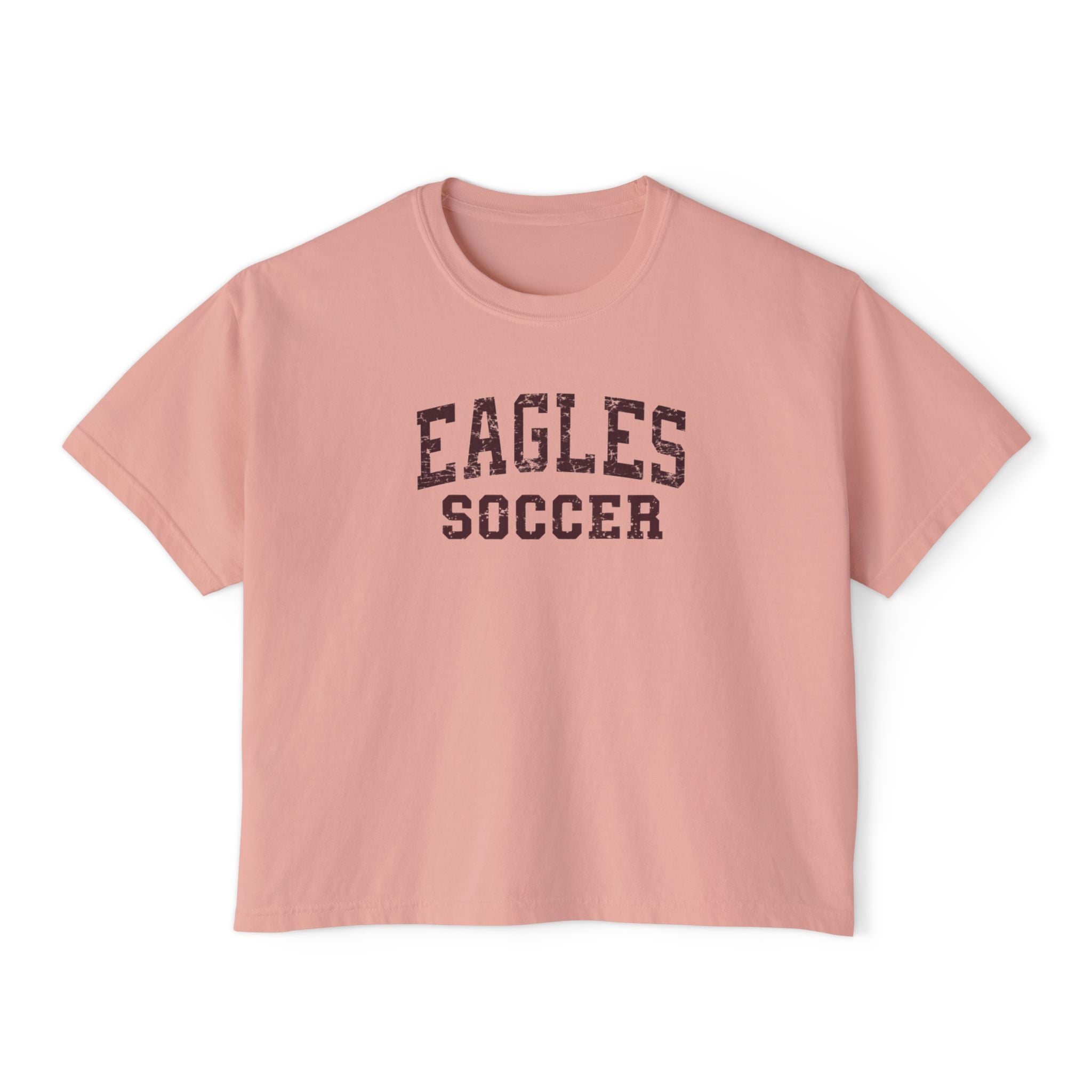 Women's New Albany Eagles Soccer Vintage Distressed Graphic Boxy Crop Short Sleeve Tee