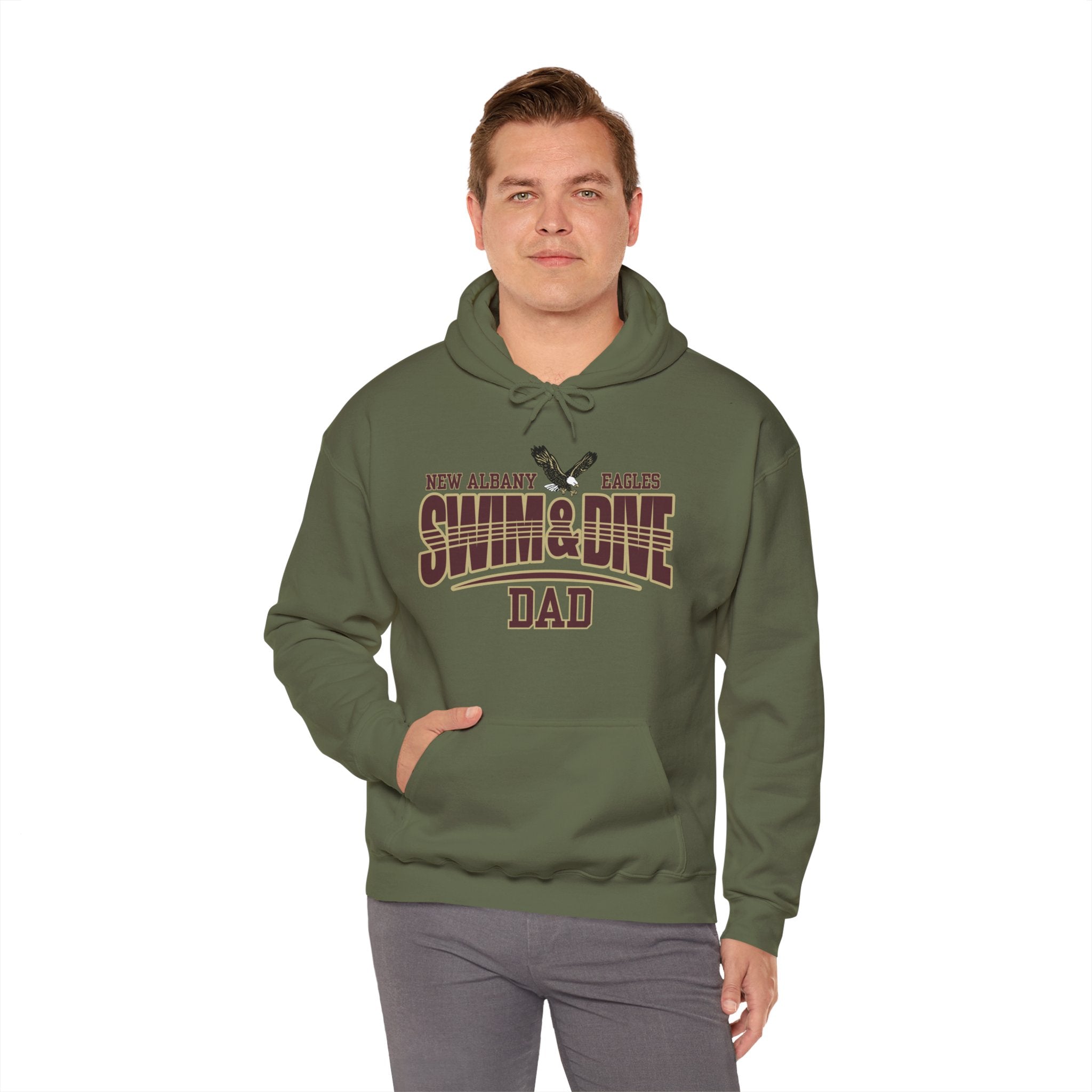 Men's Swim & Dive Dual Tone Eagles Effect Dad Graphic Hoodie