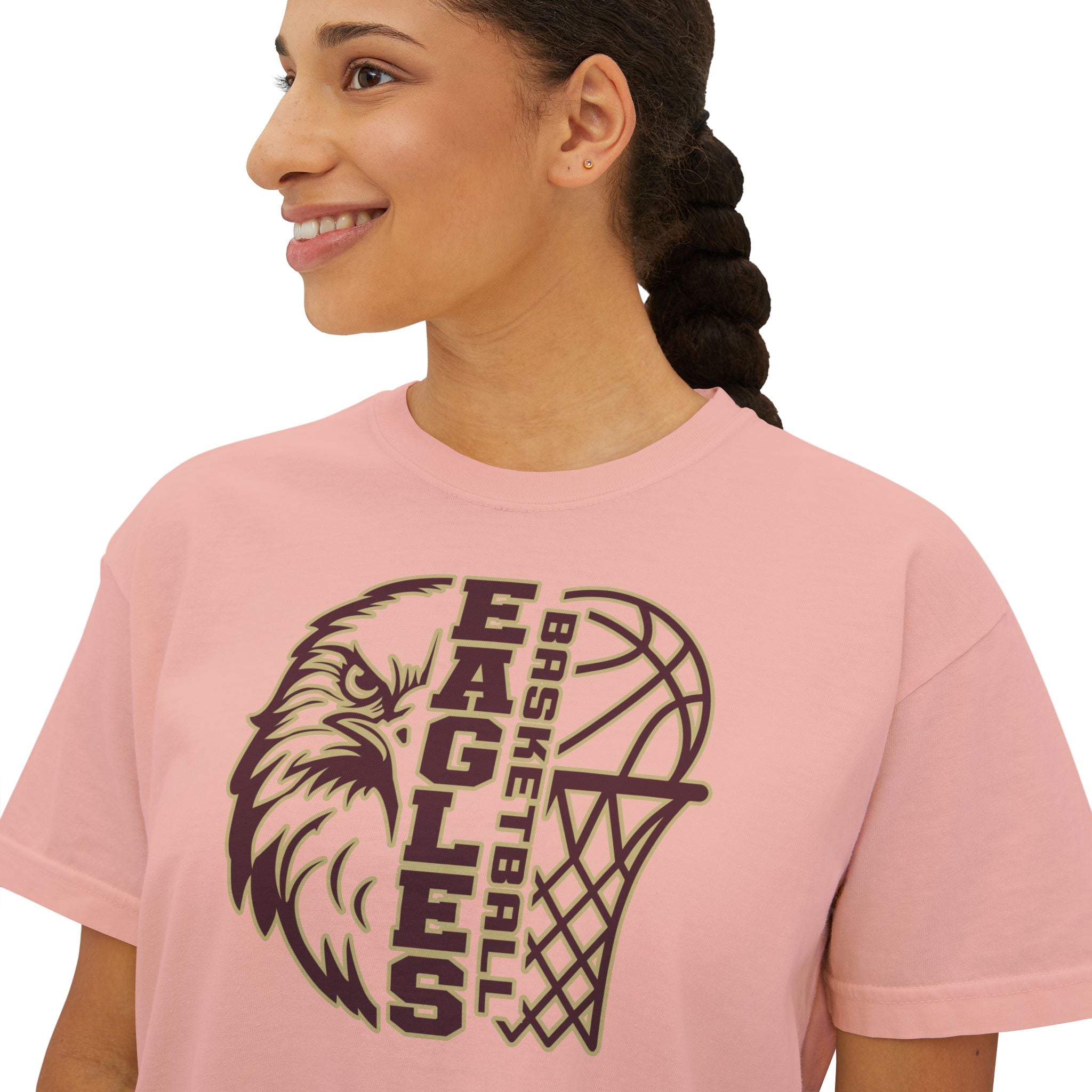 Women's Epic Eagle Basketball Boxy Crop Short Sleeve Graphic Tee