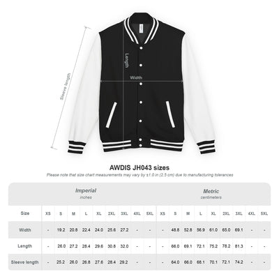 Adult Unisex Heavyweight Letterman Style Jacket with Front Gold Classic Logo and Back Eagle