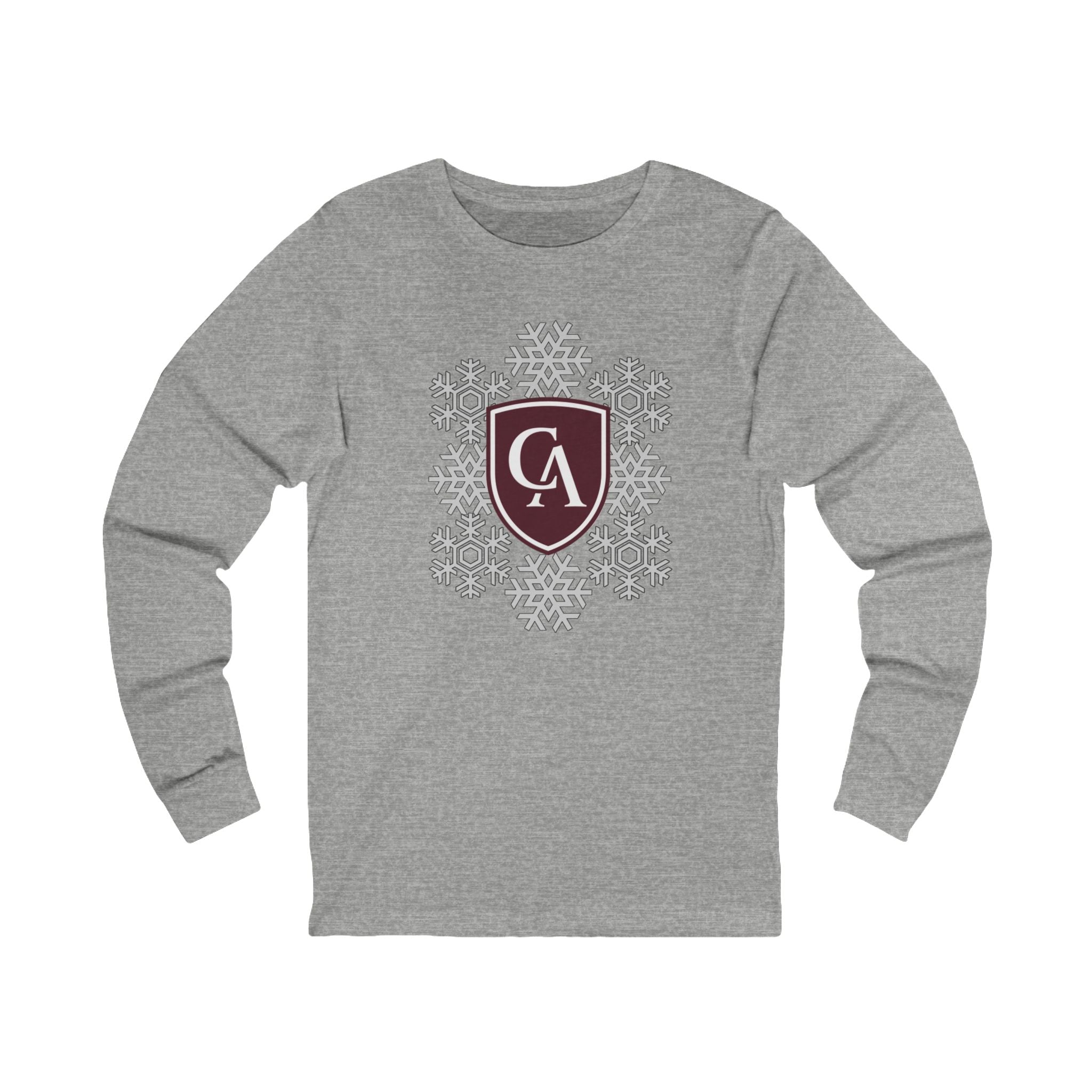 Adult Unisex Columbus Academy Spirited Snowflake Graphic Long Sleeve Soft Tee
