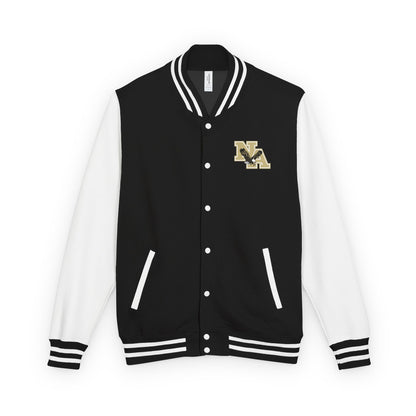 Adult Unisex Heavyweight Letterman Style Jacket with Front Gold Classic Logo and Back Eagle