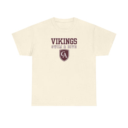 Adult Unisex Columbus Academy Vikings Swim & Dive Graphic Short Sleeve Gildan Heavy Tee