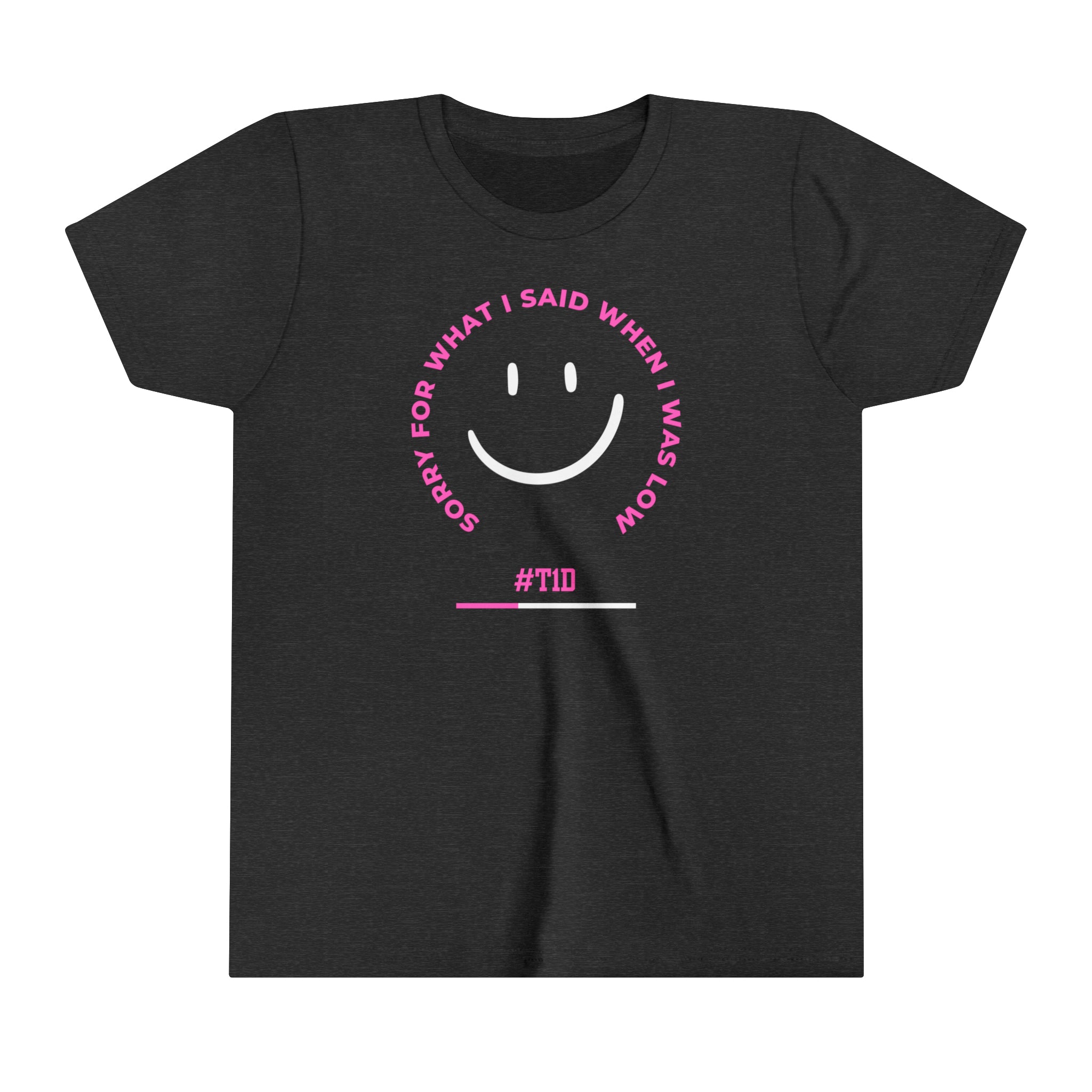 Youth Pink Smile When I Was Low T1D Short Sleeve Graphic Tee