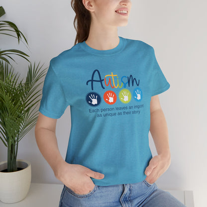 Adult Unisex Autism Imprint Graphic Short Sleeve Soft Tee