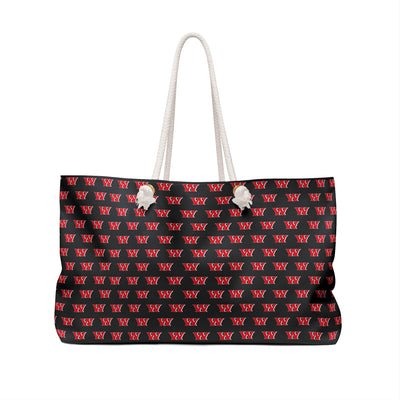 Weir Red Riders Allover W Logo Print Tote - Black