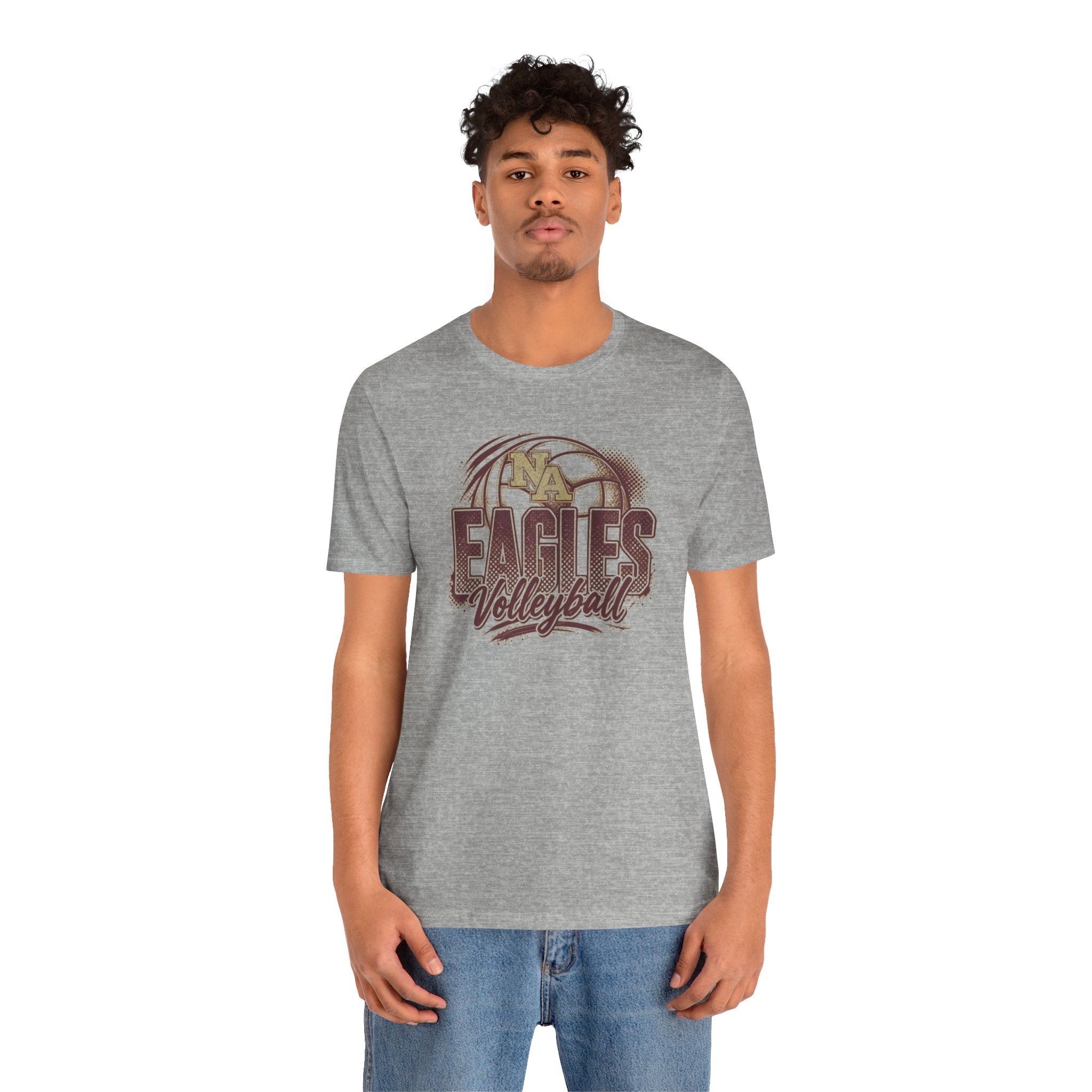 Adult Unisex New Albany Eagles Ombre Volleyball Graphic Short Sleeve Soft Tee