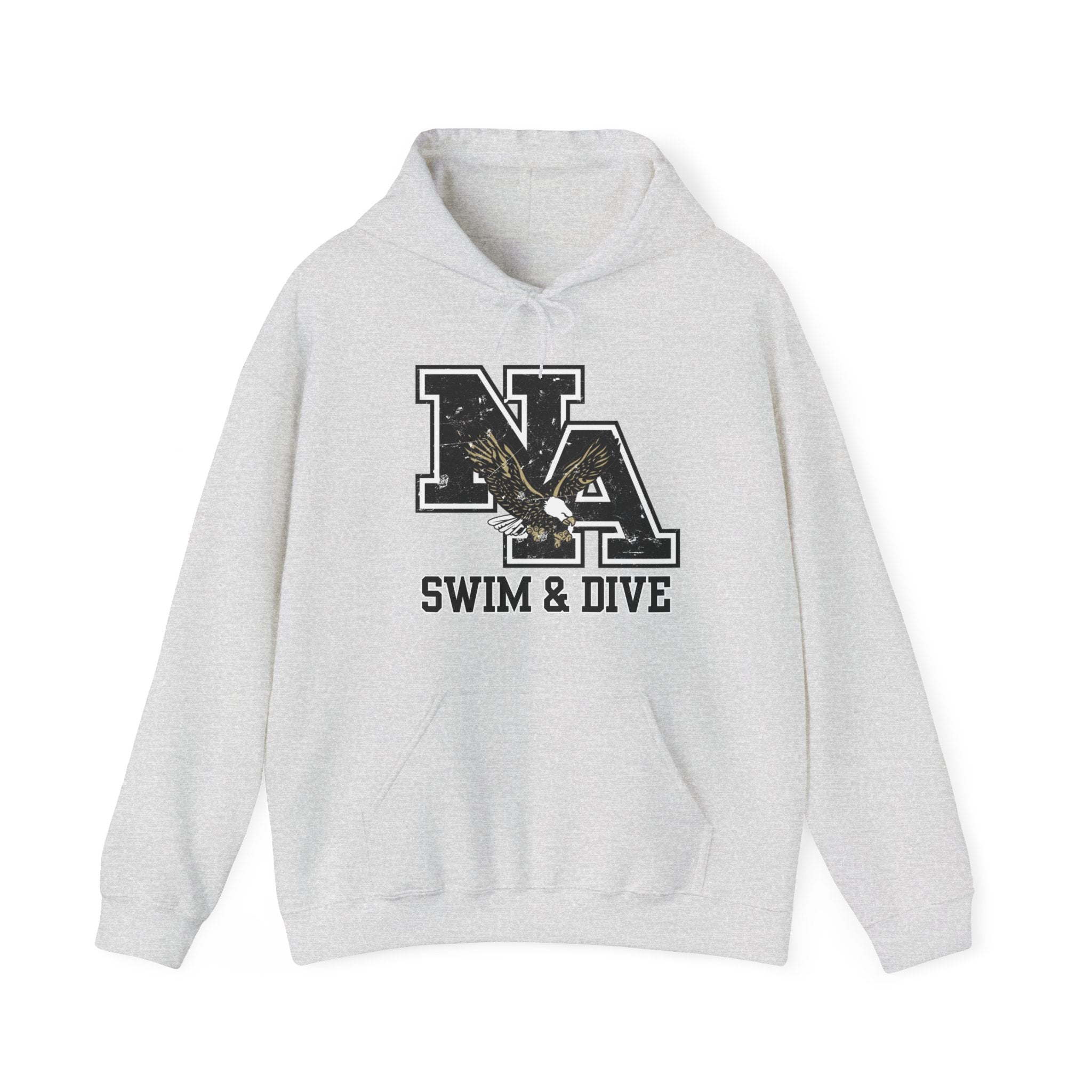 Adult Unisex Swim and Dive Black Vintage Distressed Logo Graphic Hoodie