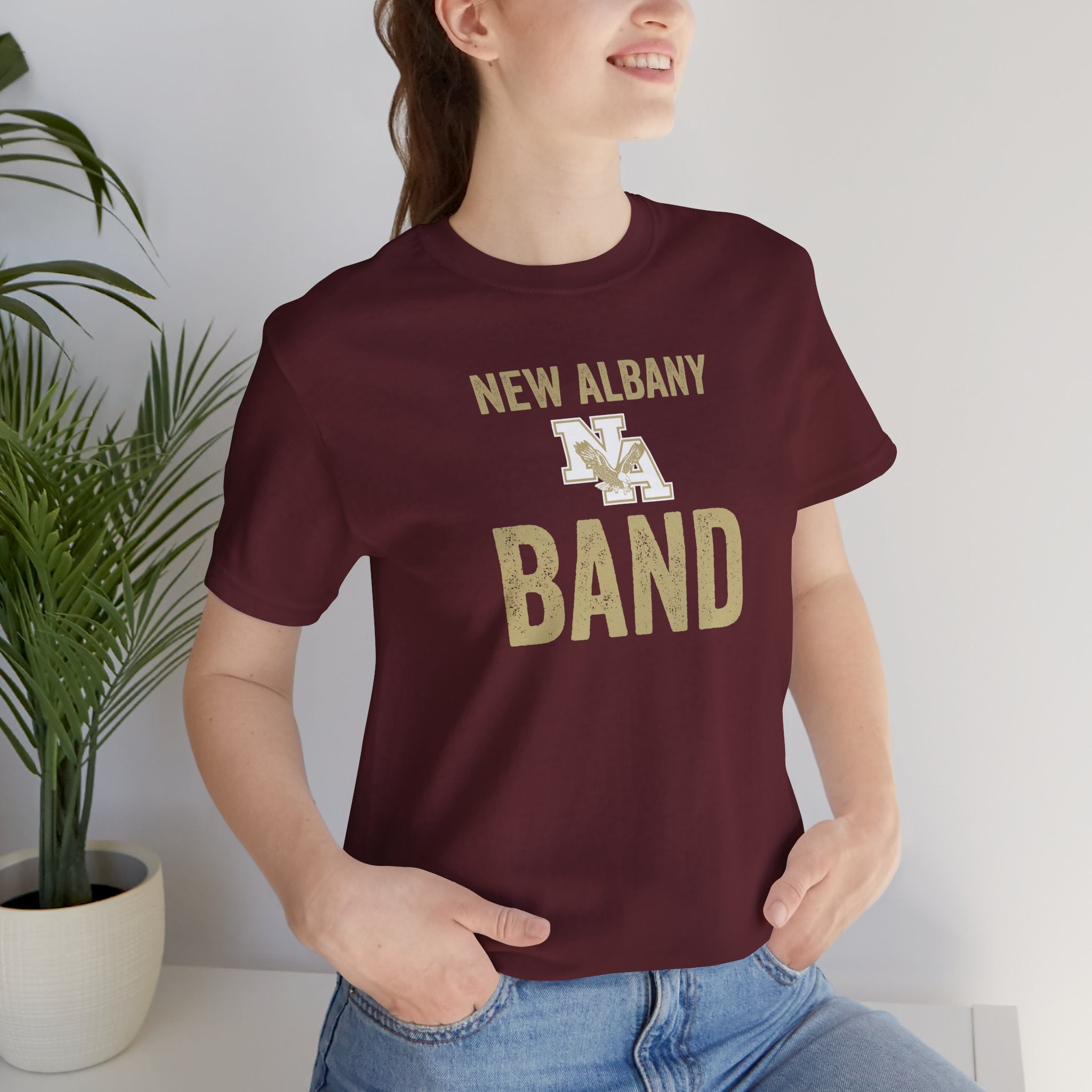Adult Unisex Vintage Distressed New Albany Band Graphic Short Sleeve Soft Tee