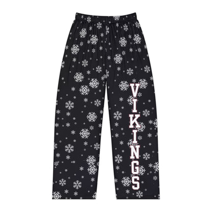 Women's Columbus Academy Vikings Spirited Snowflake Black Printed Pajama Pants