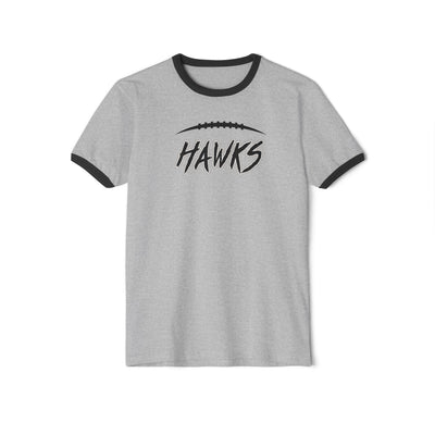 Adult Unisex Westerville Central Fighting Football Hawks Graphic Short Sleeve Ringer Tee
