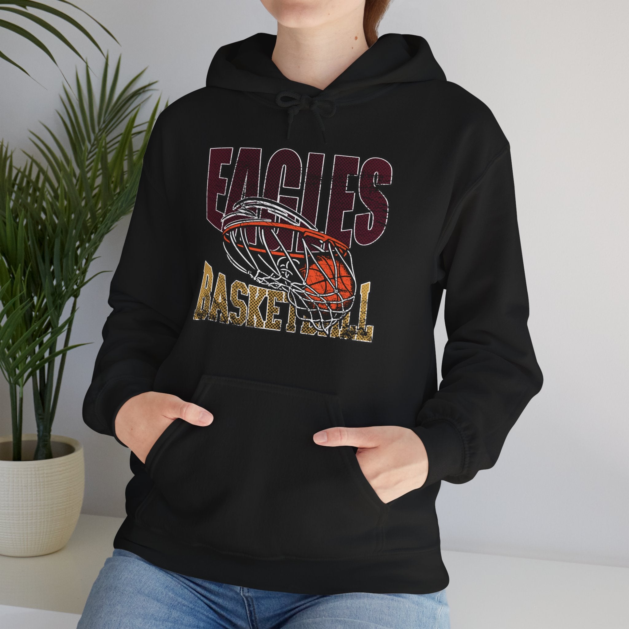 Adult Unisex Eagles Swish Distressed Basketball Graphic Hoodie