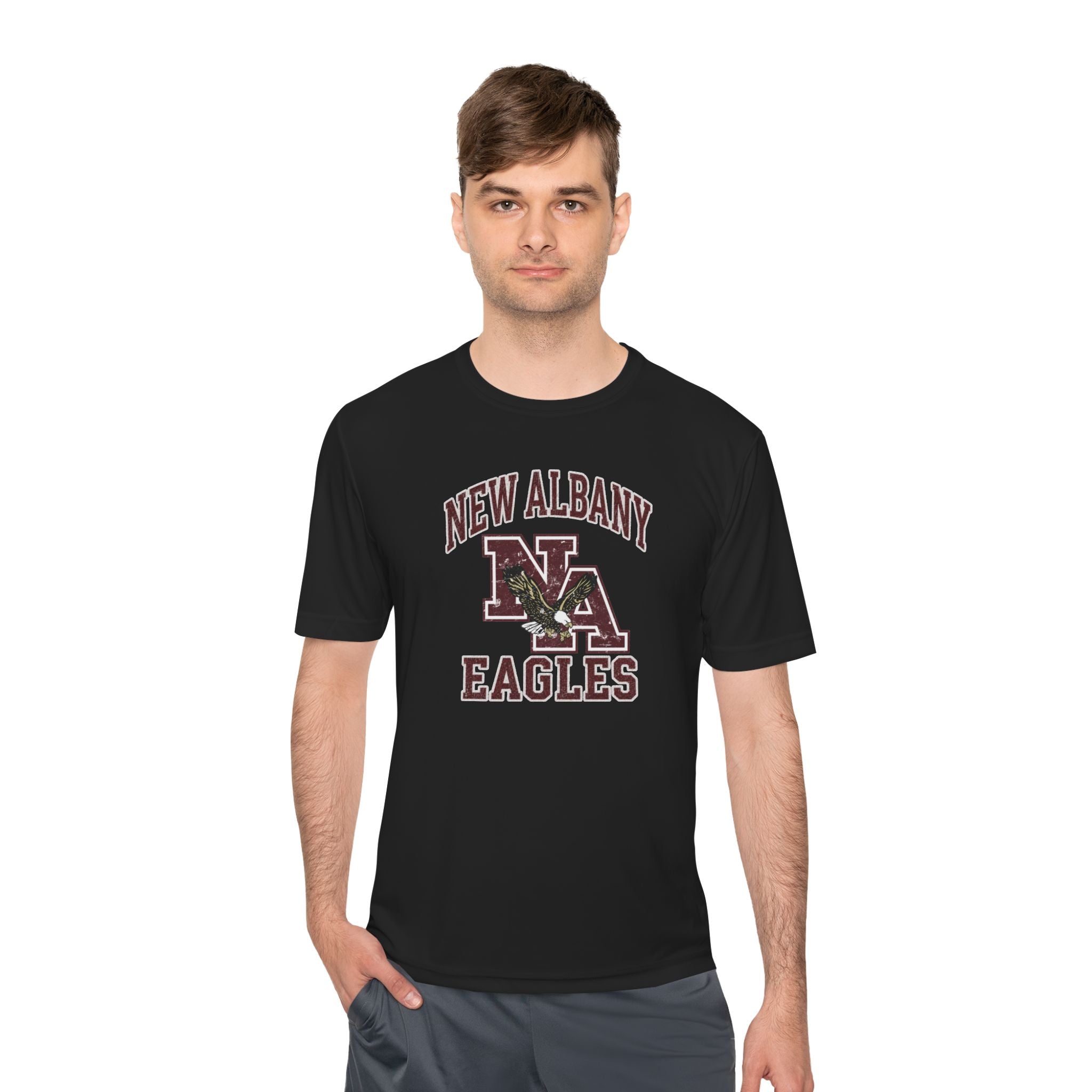 Adult Unisex New Albany Vintage Vibes Football Logo Graphic Sport-Tek Competitor Performance Tee
