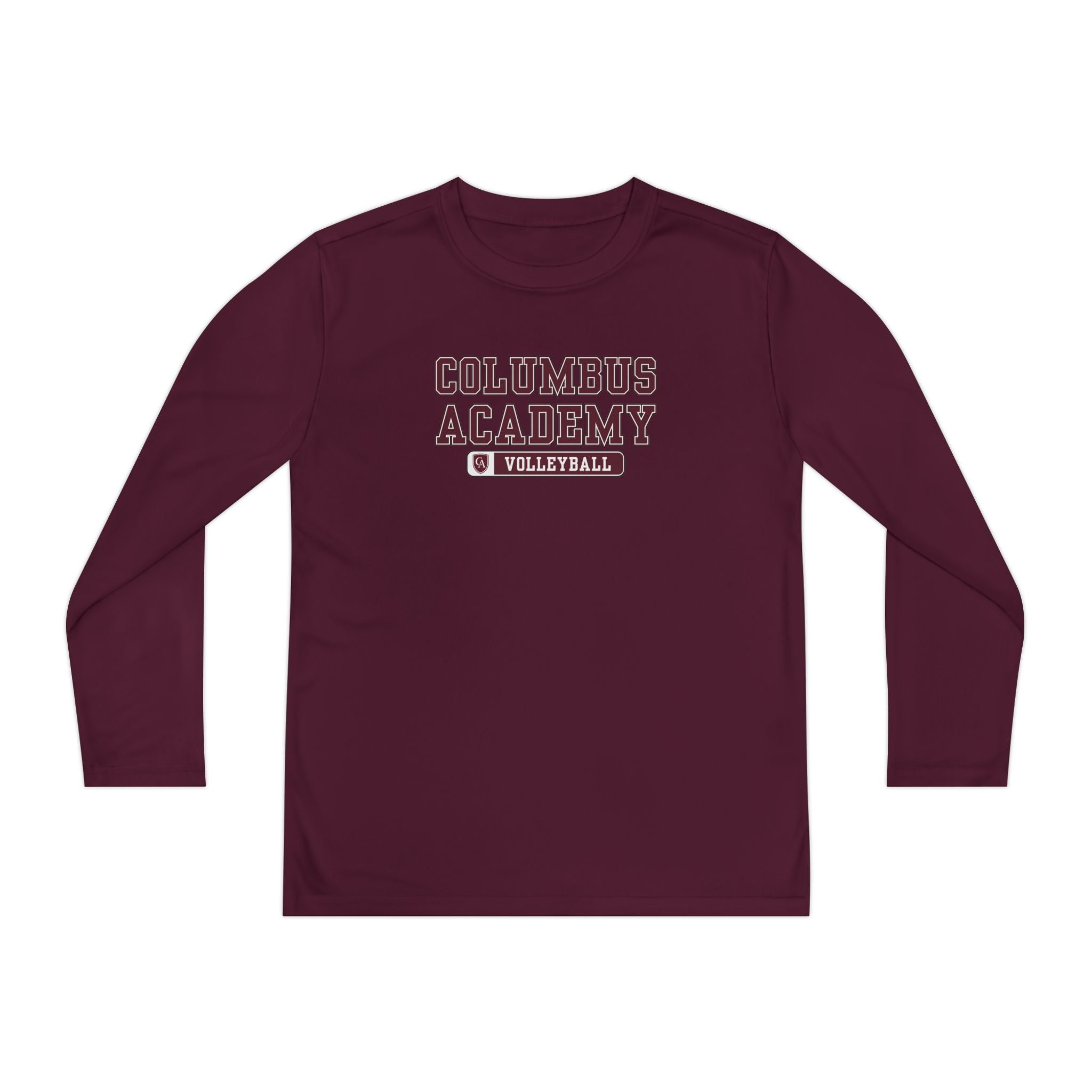 Youth Columbus Academy Volleyball Graphic Sport-Tek Competitor Performance Long Sleeve Tee