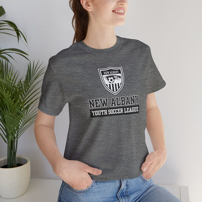 Adult Unisex New Albany Youth Soccer League Game Day Graphic Short Sleeve Bella + Canvas Soft Tee
