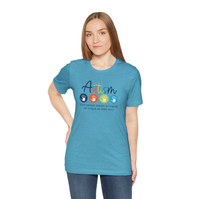 Adult Unisex Autism Imprint Graphic Short Sleeve Soft Tee