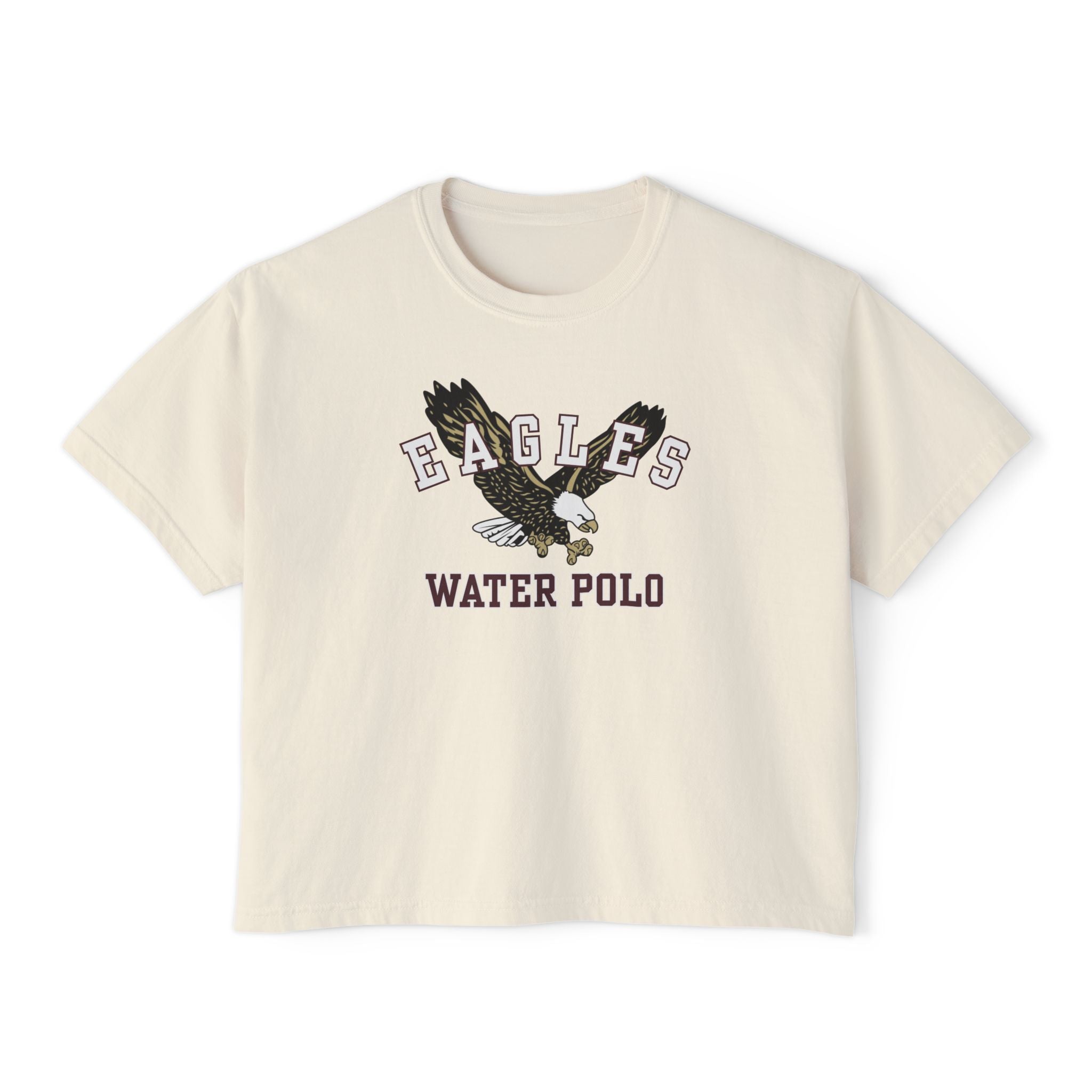 Women's Flying Water Polo Eagle Graphic Boxy Crop Short Sleeve Tee