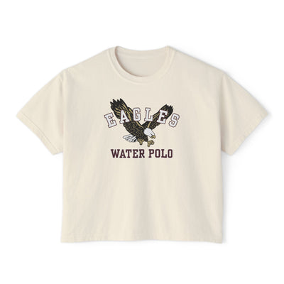 Women's Flying Water Polo Eagle Graphic Boxy Crop Short Sleeve Tee
