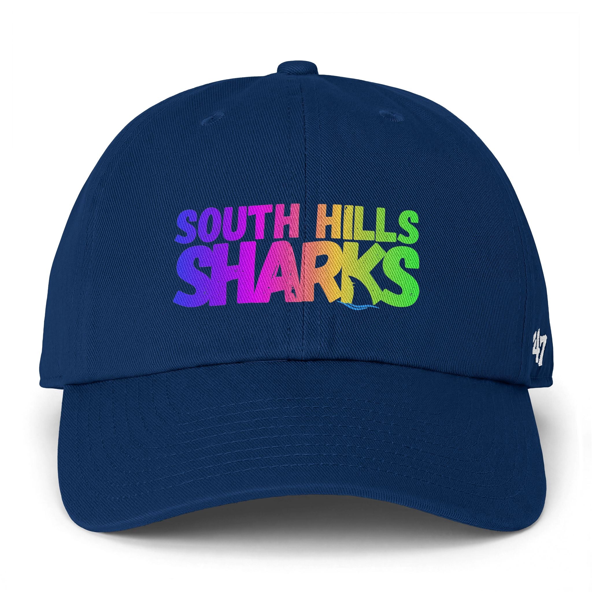 Adult Unisex South Hills Sharks Neon Rainbow Graphic 47 Brand Clean Up Cap