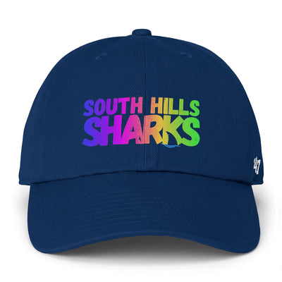 Adult Unisex South Hills Sharks Neon Rainbow Graphic 47 Brand Clean Up Cap