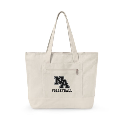 New Albany Classic Black Volleyball Logo Graphic Zippered Canvas Tote