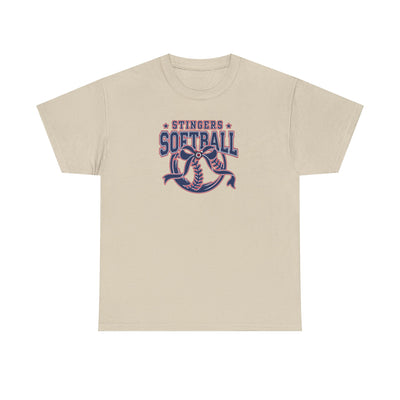 Adult Unisex Stingers Softball Spirit Bow Graphic Short Sleeve Gildan Heavy Tee