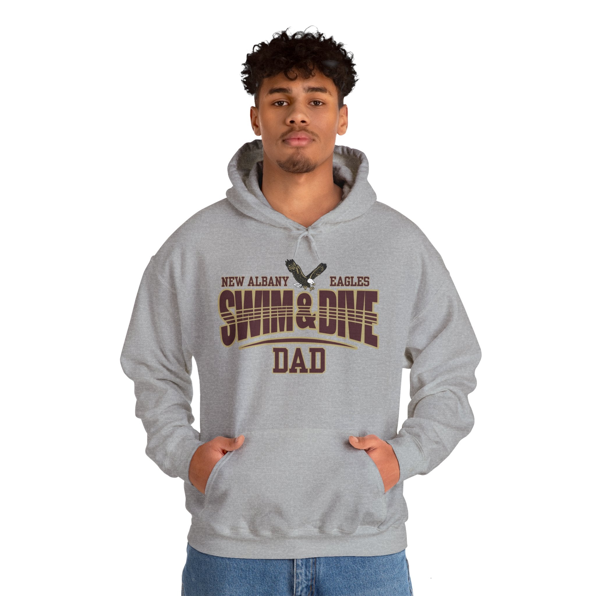 Men's Swim & Dive Dual Tone Eagles Effect Dad Graphic Hoodie