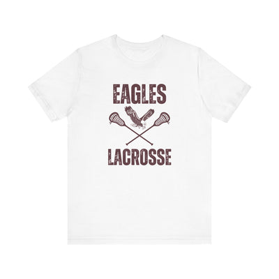 Adult Unisex Distressed Eagles Lacrosse Graphic Short Sleeve Soft Tee