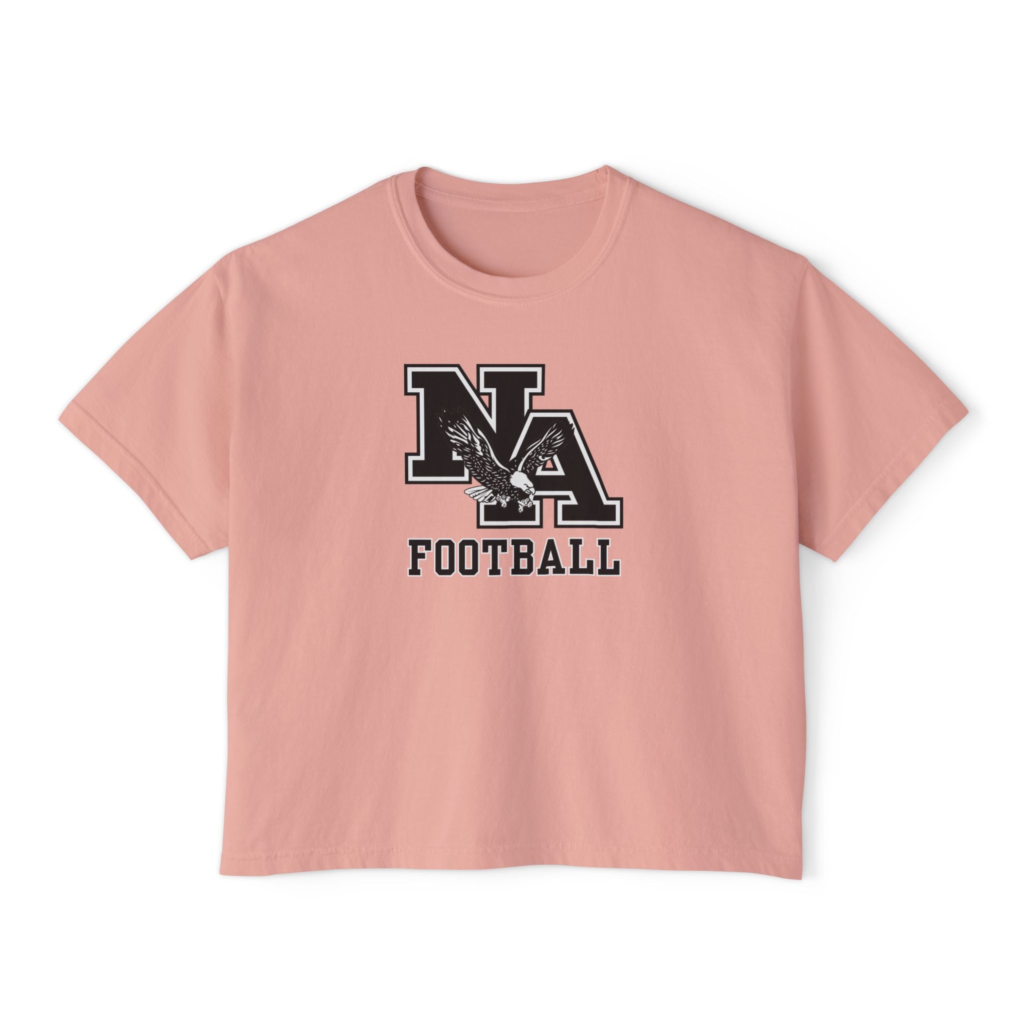 Women's Classic Logo Black Football Graphic Boxy Crop Short Sleeve Tee