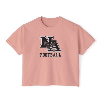 Women's Classic Logo Black Football Graphic Boxy Crop Short Sleeve Tee