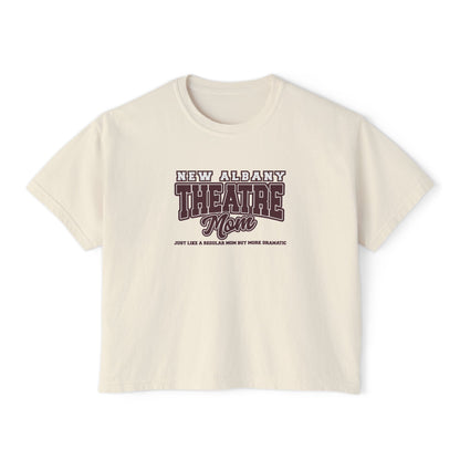 Women's New Albany Theatre Dramatic Mom Graphic Boxy Crop Short Sleeve Tee