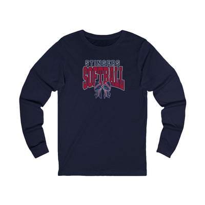 Adult Unisex Stingers Softball Stitched Bow Graphic Long Sleeve Bella + Canvas Soft Tee
