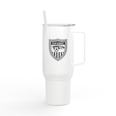 New Albany Youth Soccer League Crest Engraved Koozie Brand Insulated Tumbler with Lid