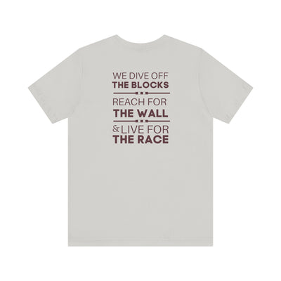 Adult Unisex Swim & Dive Classic Logo with DIVE REACH LIVE Back Graphic Soft Short Sleeve Tee