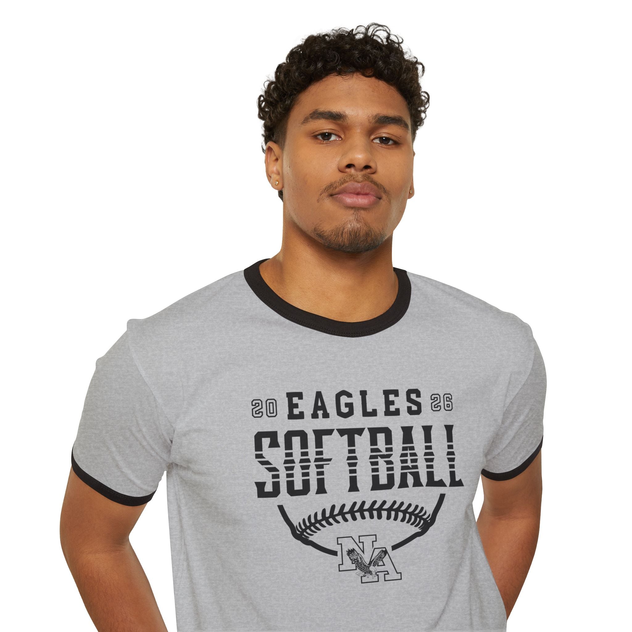 Adult Unisex New Albany Eagles Softball Strong Striped Graphic Short Sleeve Ringer Tee