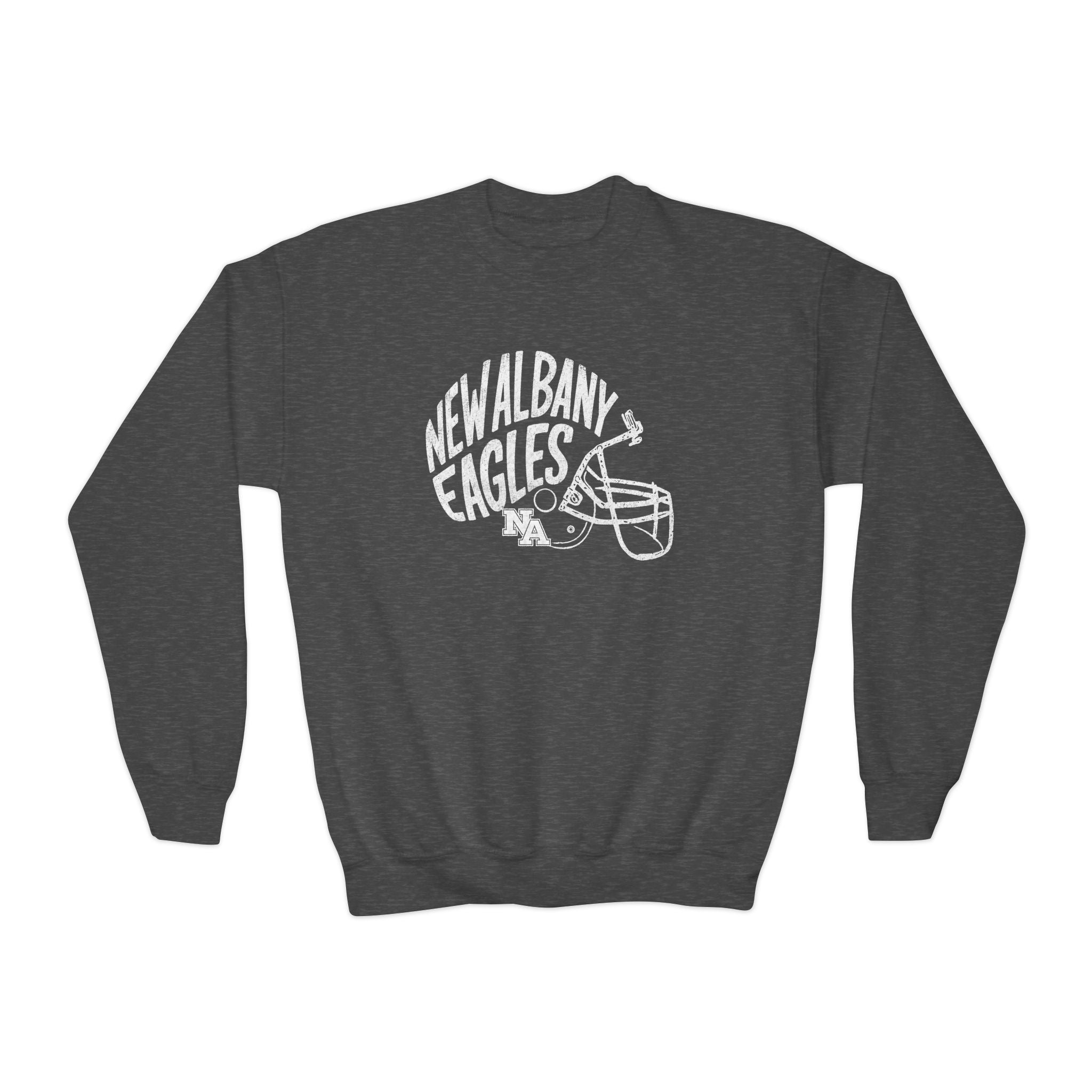 Youth New Albany Vintage Vibes Football Helmet Graphic Gildan Heavy Blend Sweatshirt