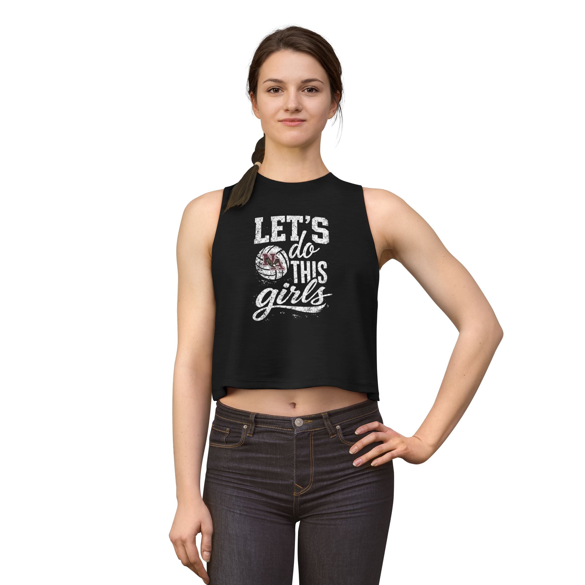 Women's New Albany Eagles Let's Do This Girls Graphic Crop Tank