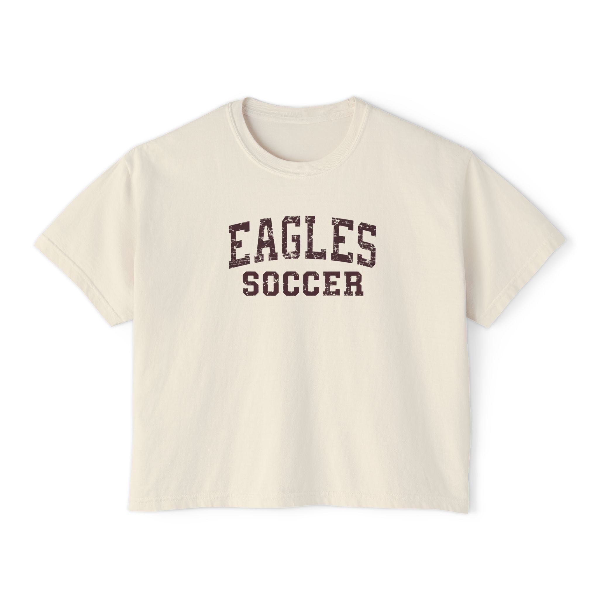 Women's New Albany Eagles Soccer Vintage Distressed Graphic Boxy Crop Short Sleeve Tee